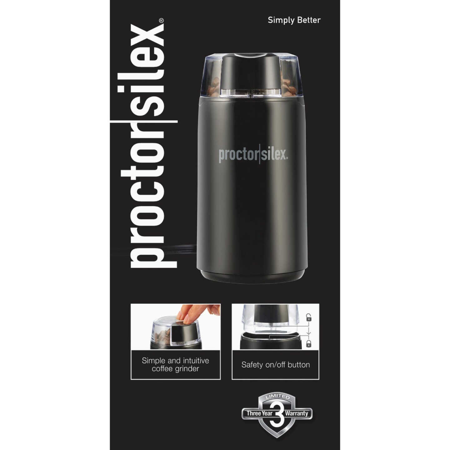 Proctor Silex 12 Cup Fresh Grind Black Coffee Grinder With Built-In Interlock Image 2