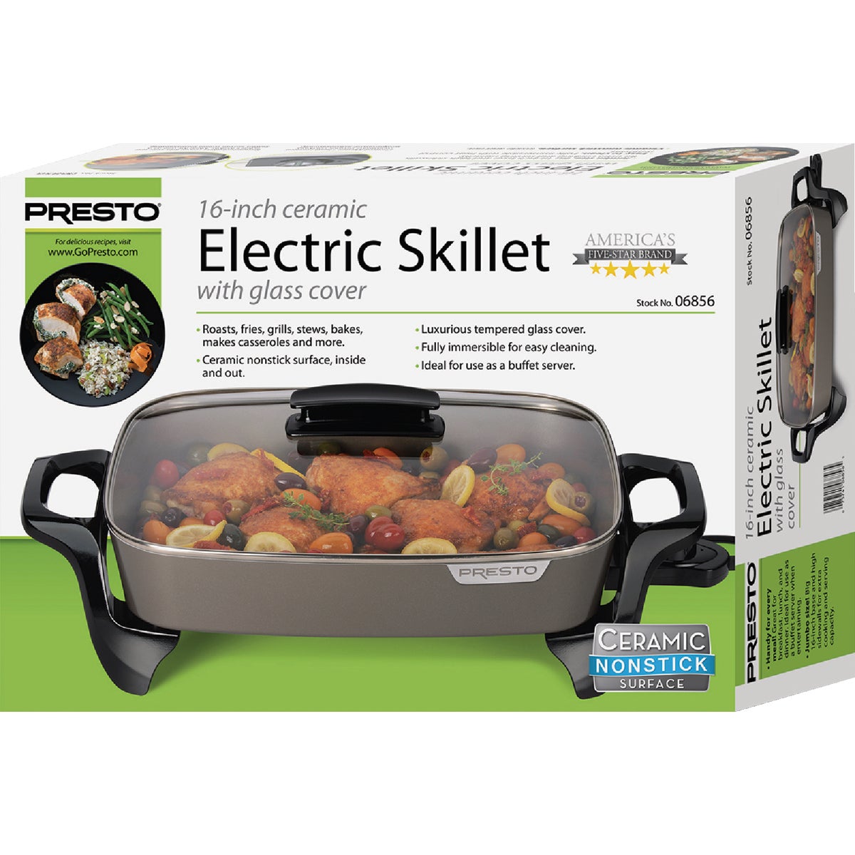 Presto 16 In. Ceramic Electric Skillet with Glass Cover Image 3