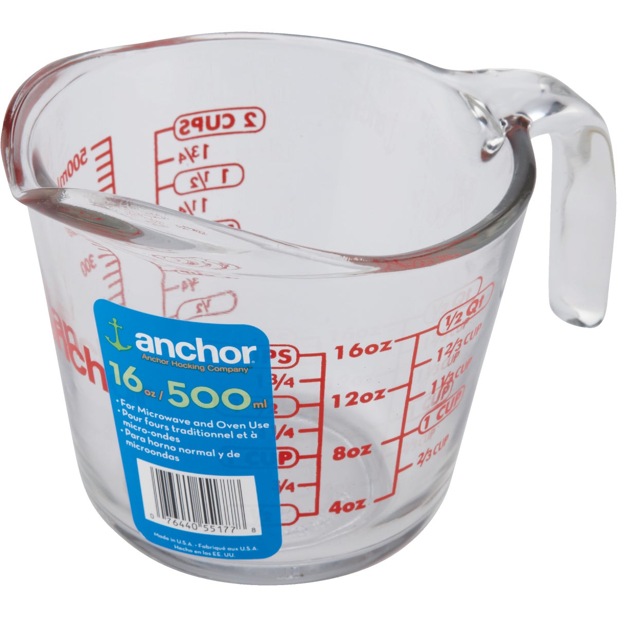 Anchor Hocking 2 Cup Clear Glass Measuring Cup Image 2