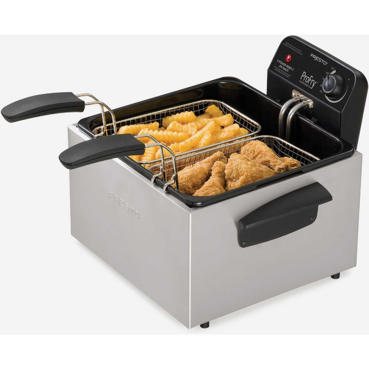 Presto ProFry 3 Qt. Silver Aluminum Dual Basket Deep Fryer Image 2