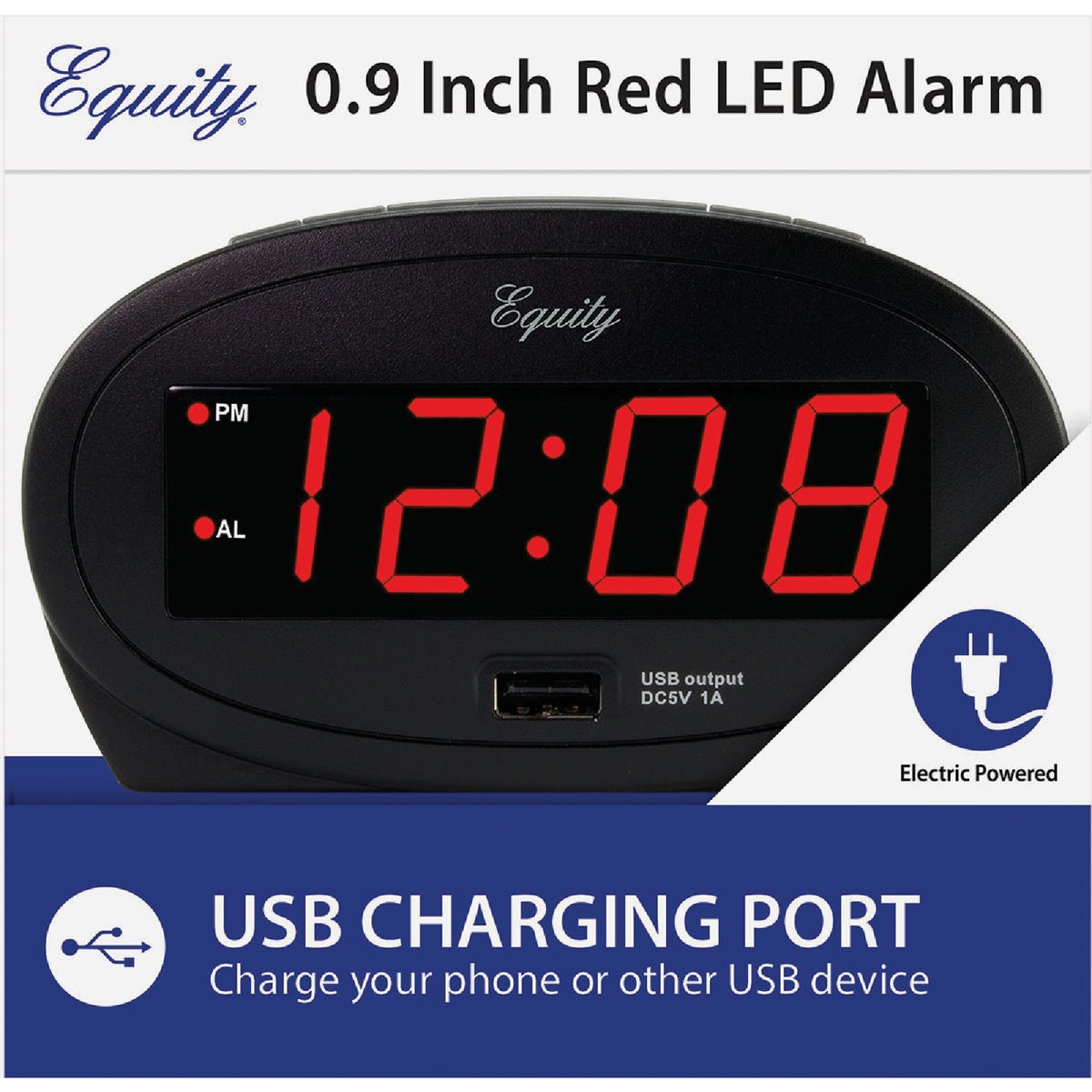La Crosse Technology Equity 0.9 In. Red LED Alarm Clock with USB Charging Port Image 3