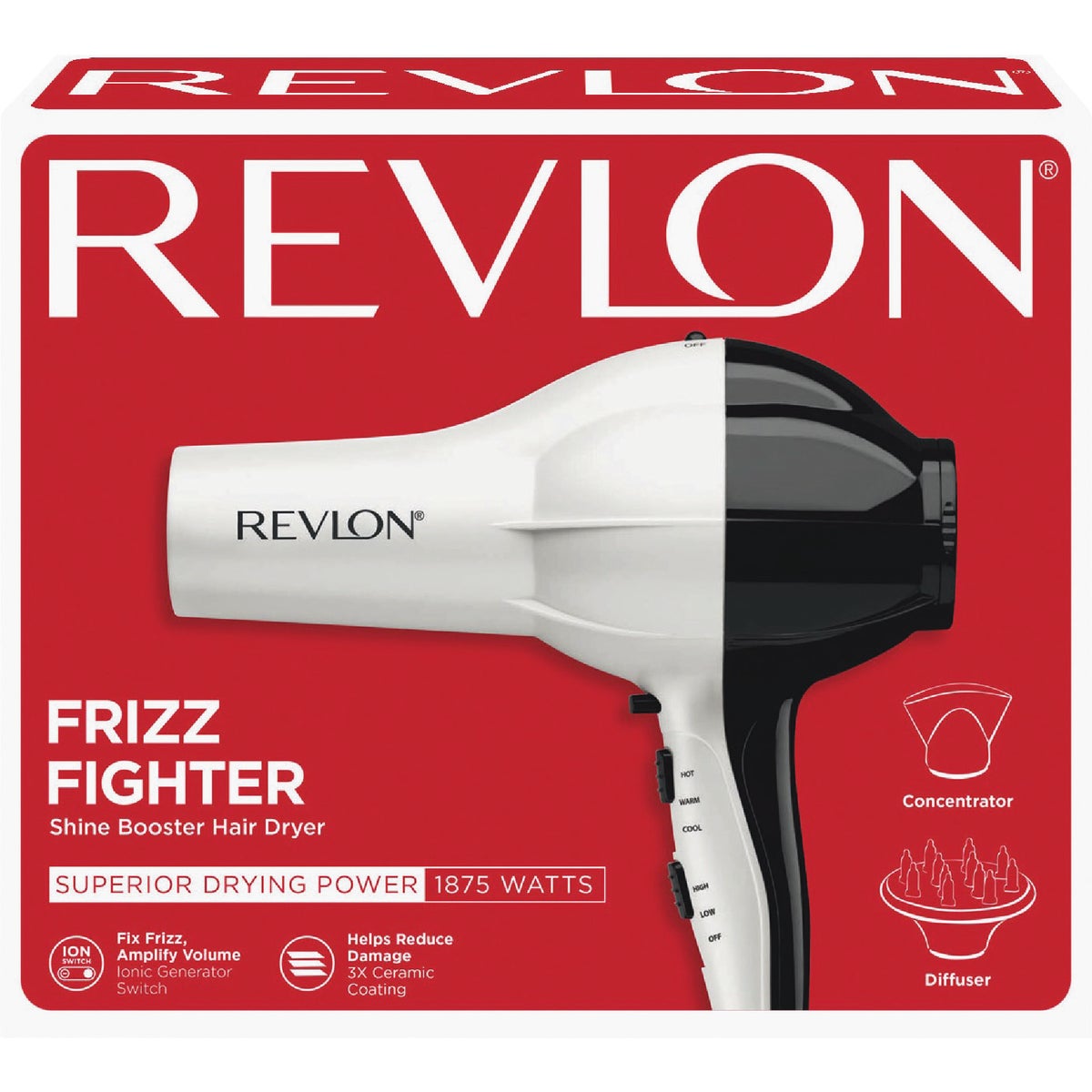 Revlon 1875W White/Black Shine Booster Hair Dryer Image 2