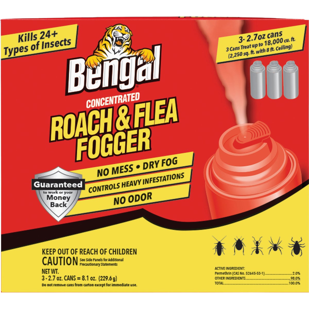Bengal 2.7 Oz. Roach & Flea Indoor Insect Fogger, (3-Pack)