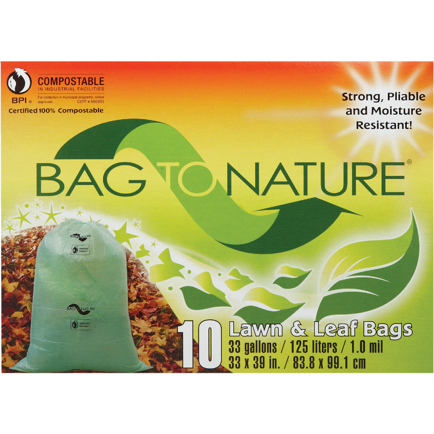 Bag To Nature 33 Gal. Green Compostable Houston Approved Lawn & Leaf Bag (10-Count) Image 1
