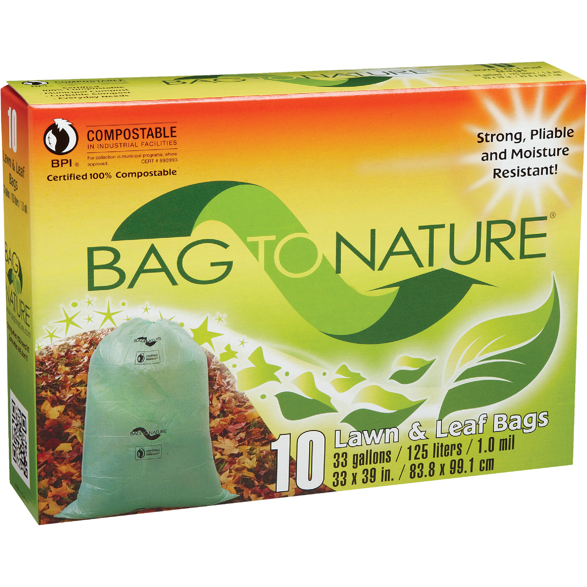 Bag To Nature 33 Gal. Green Compostable Houston Approved Lawn & Leaf Bag (10-Count) Image 2