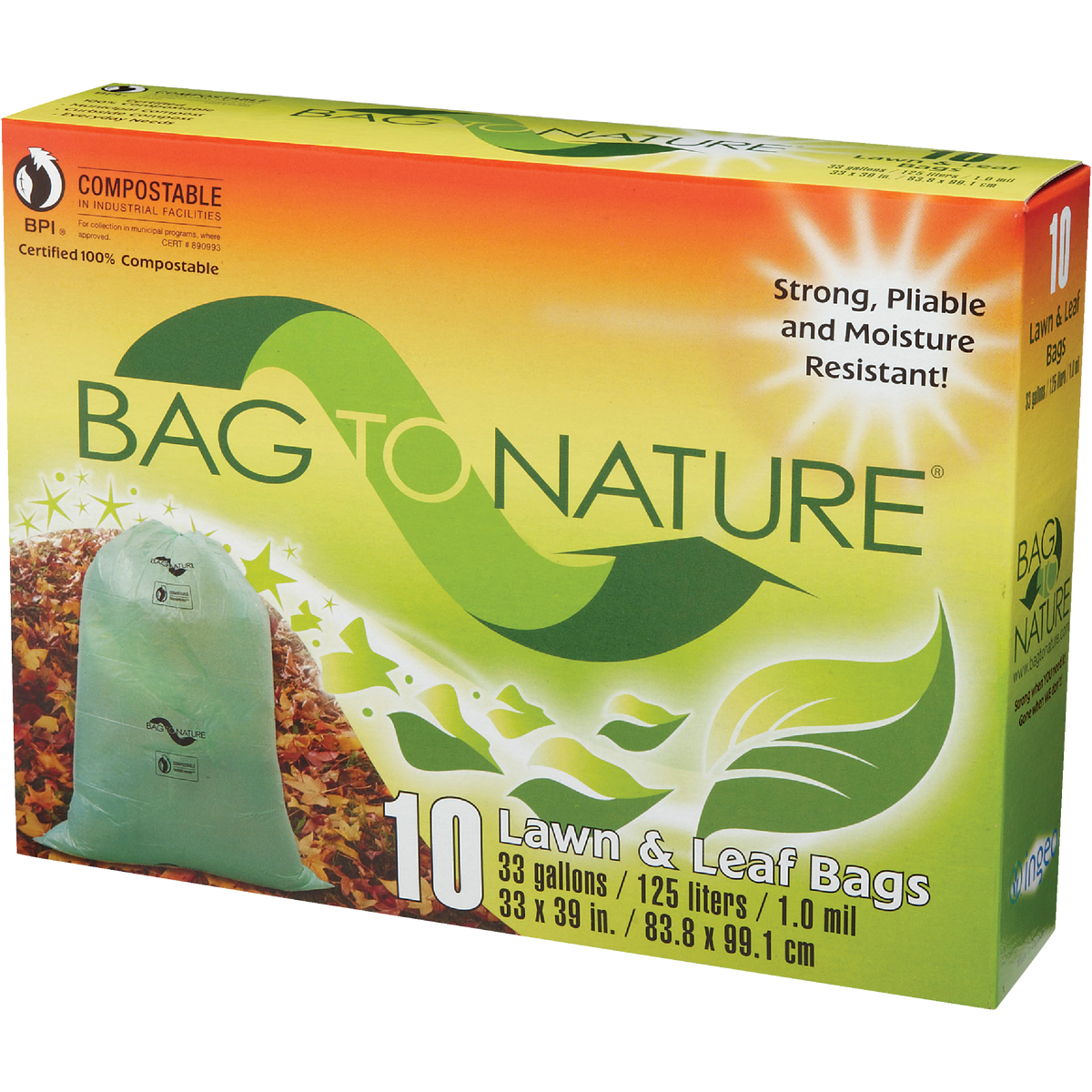 Bag To Nature 33 Gal. Green Compostable Houston Approved Lawn & Leaf Bag (10-Count) Image 3