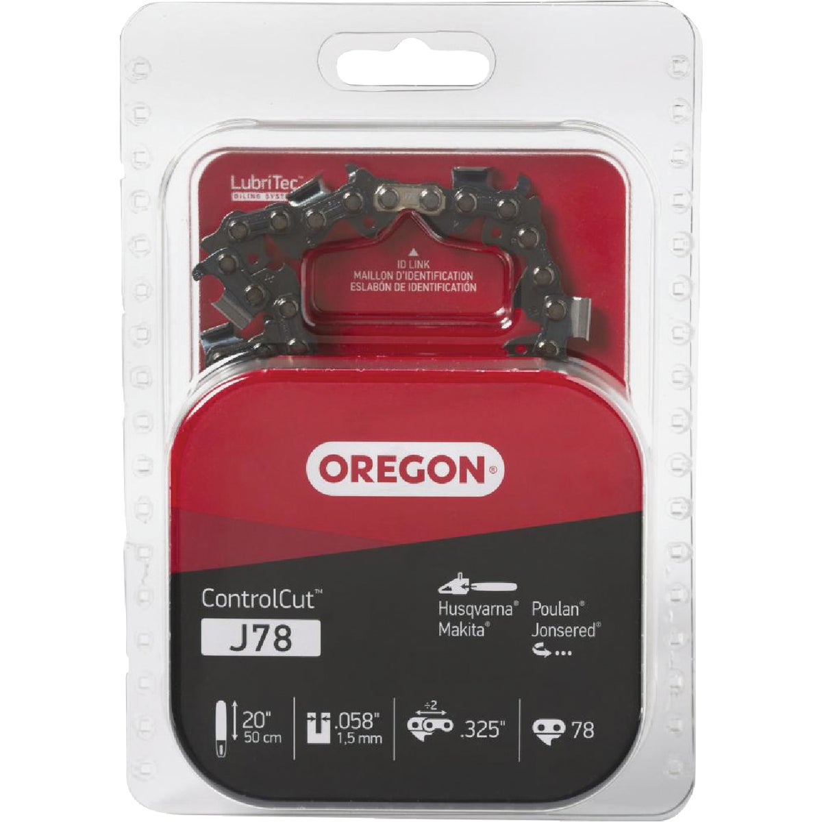 Oregon J78 ControlCut Saw Chain for 20 in. Bar - 78 Drive Links - fits Echo, Husqvarna, Makita, Poulan, Jonsered and others Image 1