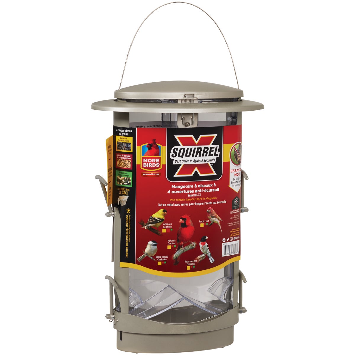 Squirrel X1 Tan Plastic 4.2 Lb. Capacity Elliptical Tube Bird Feeder Image 2