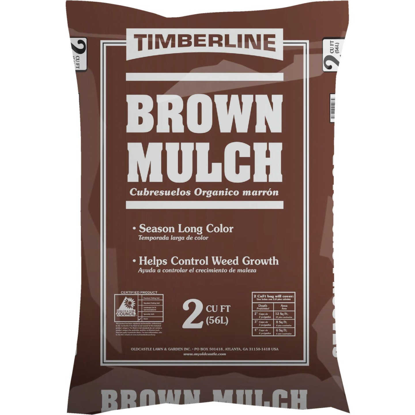 Timberline 2 Cu. Ft. Dyed Brown Shredded Hardwood Mulch Image 1