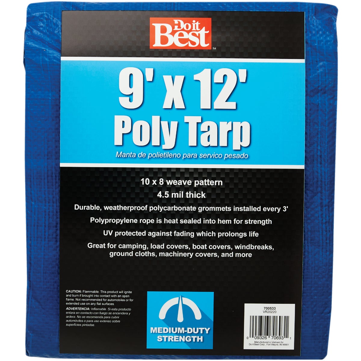 Do it Best Blue Woven 9 Ft. x 12 Ft. Medium Duty Poly Tarp Image 1