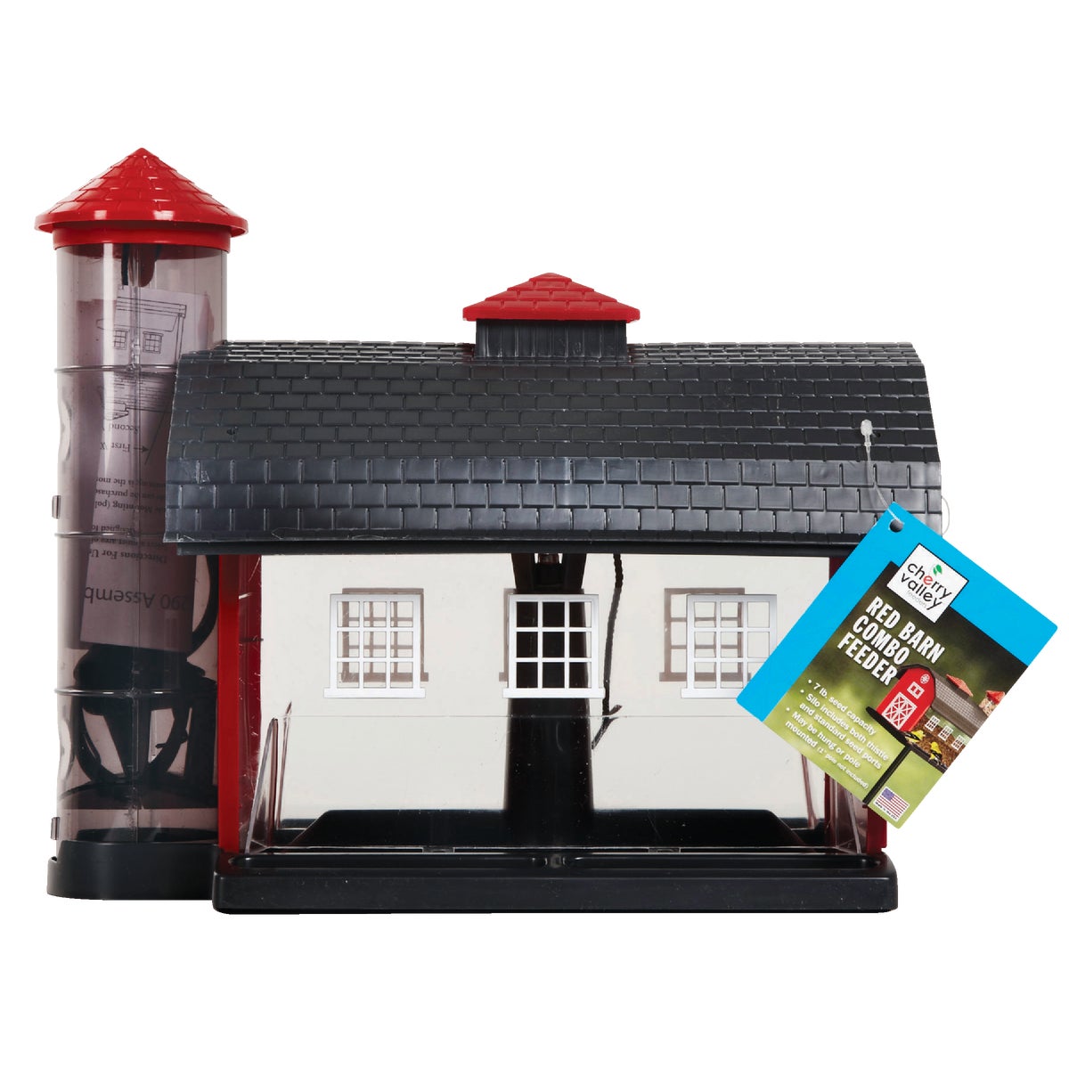 Cherry Valley 12-2/3 In. 7 Lb. Capacity Red Barn Finch Thistle Combo Feeder Image 2