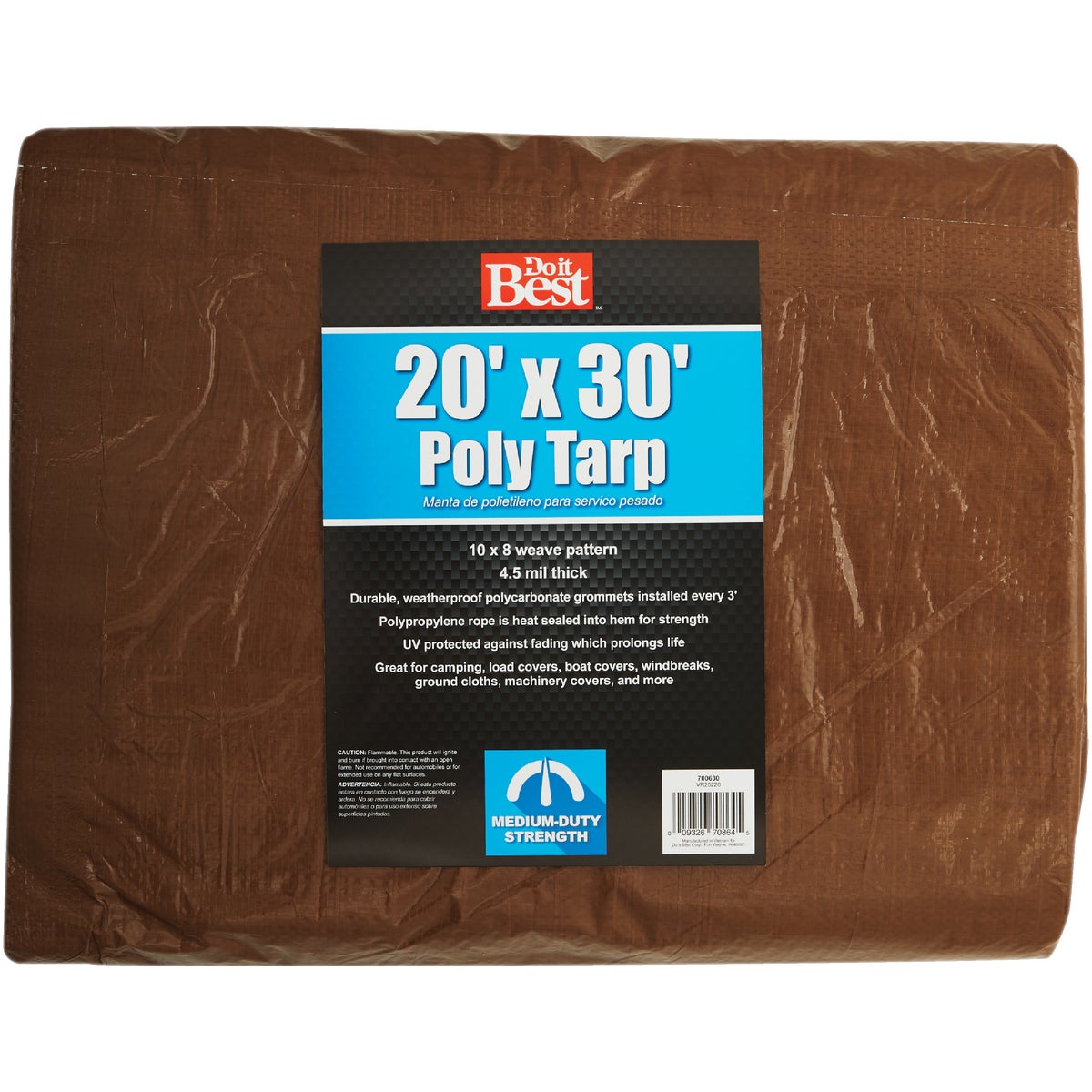 Do it Best 1 Side Green/1 Side Brown Woven 20 Ft. x 30 Ft. Medium Duty Poly Tarp Image 2