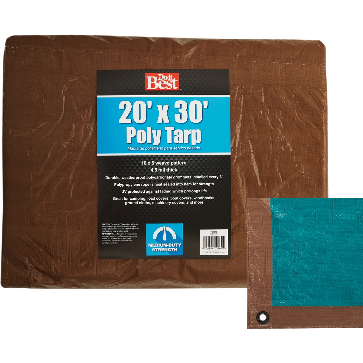 Do it Best 1 Side Green/1 Side Brown Woven 20 Ft. x 30 Ft. Medium Duty Poly Tarp Image 1