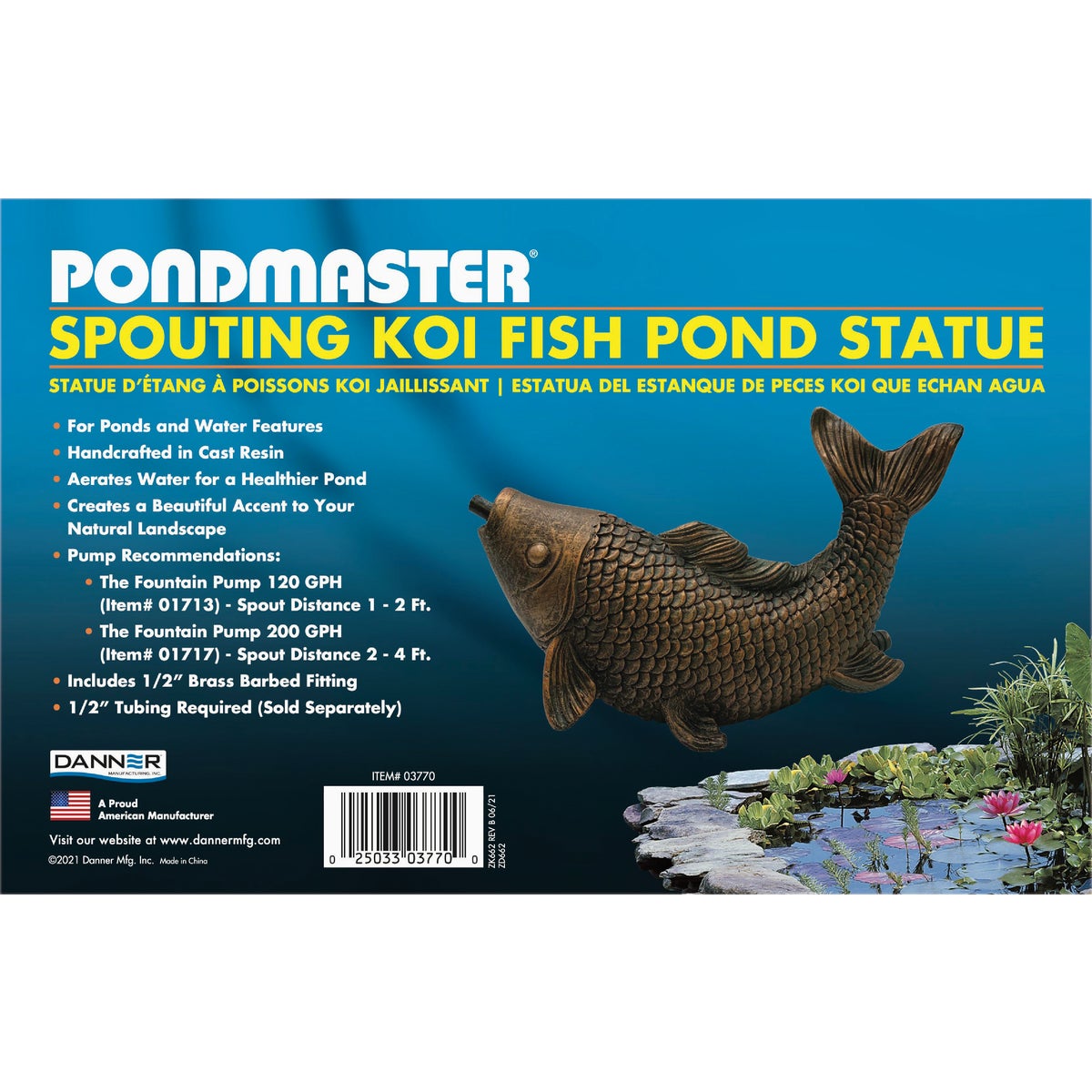 PondMaster 3.6 In. W. x 5.6 In. H. x 9 In. L. Resin Fountain Fish Spitter Image 2