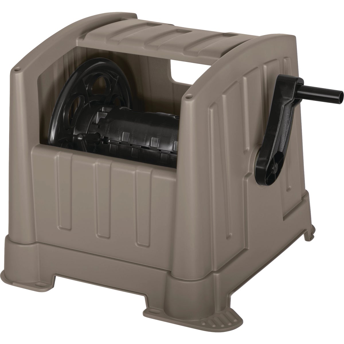 Suncast Hideaway 100 Ft. Dark Taupe Hose Storage Image 1