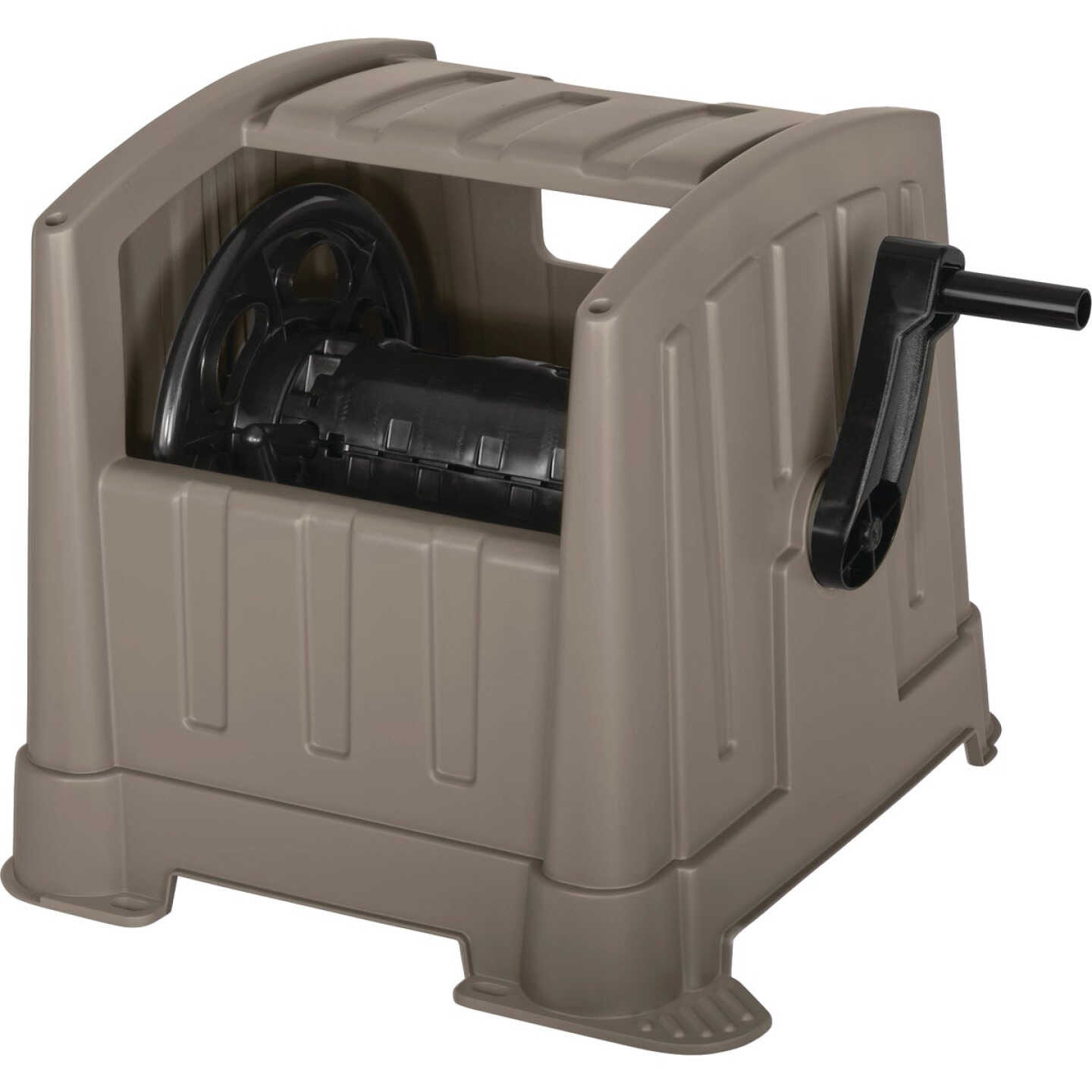 Suncast Hideaway 100 Ft. Dark Taupe Hose Storage Image 1