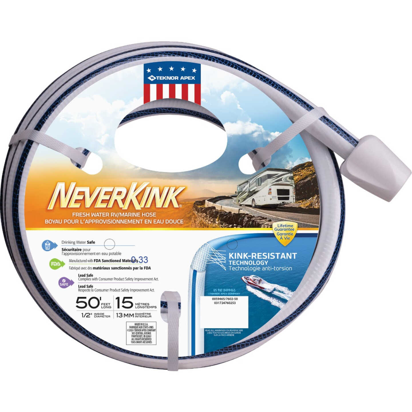 Teknor Apex NeverKink 1/2 In. x 50 Ft. White RV/Marine Hose Image 1