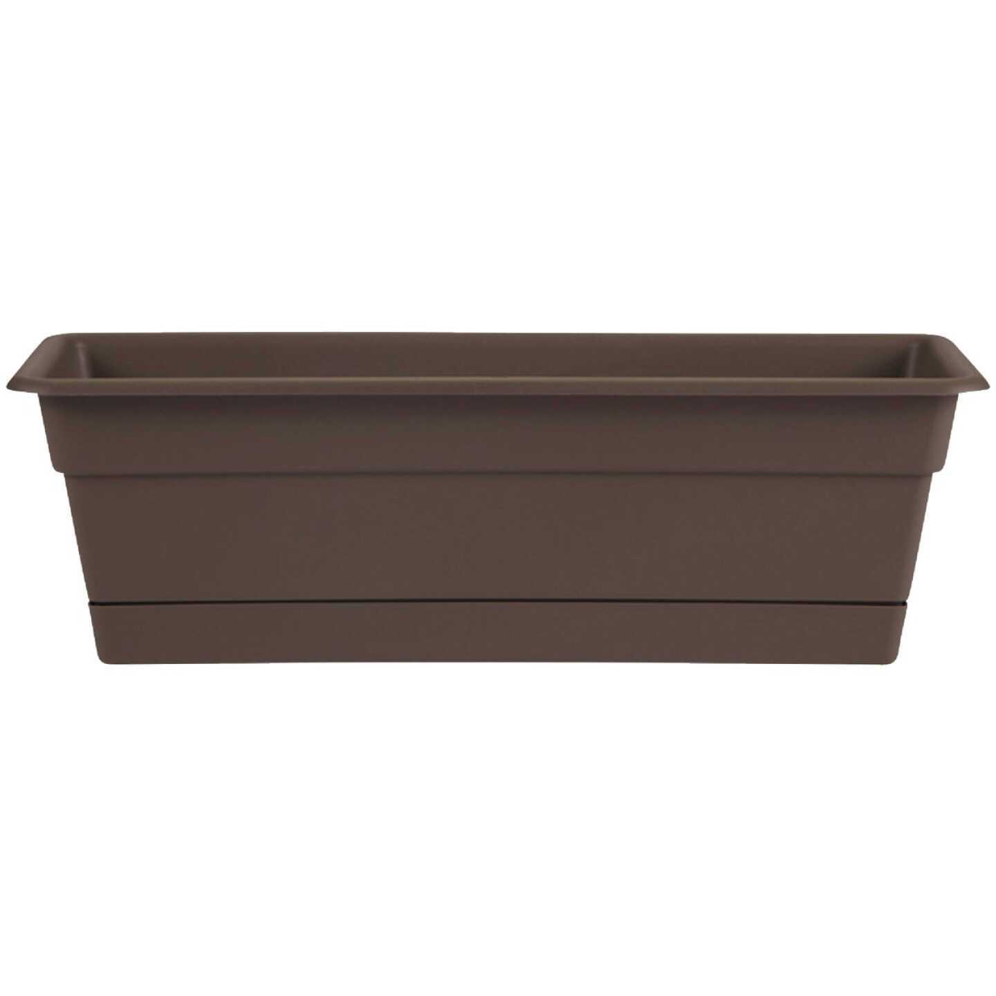 Bloem Dura Cotta 30 In. Plastic Chocolate Flower Box Image 1