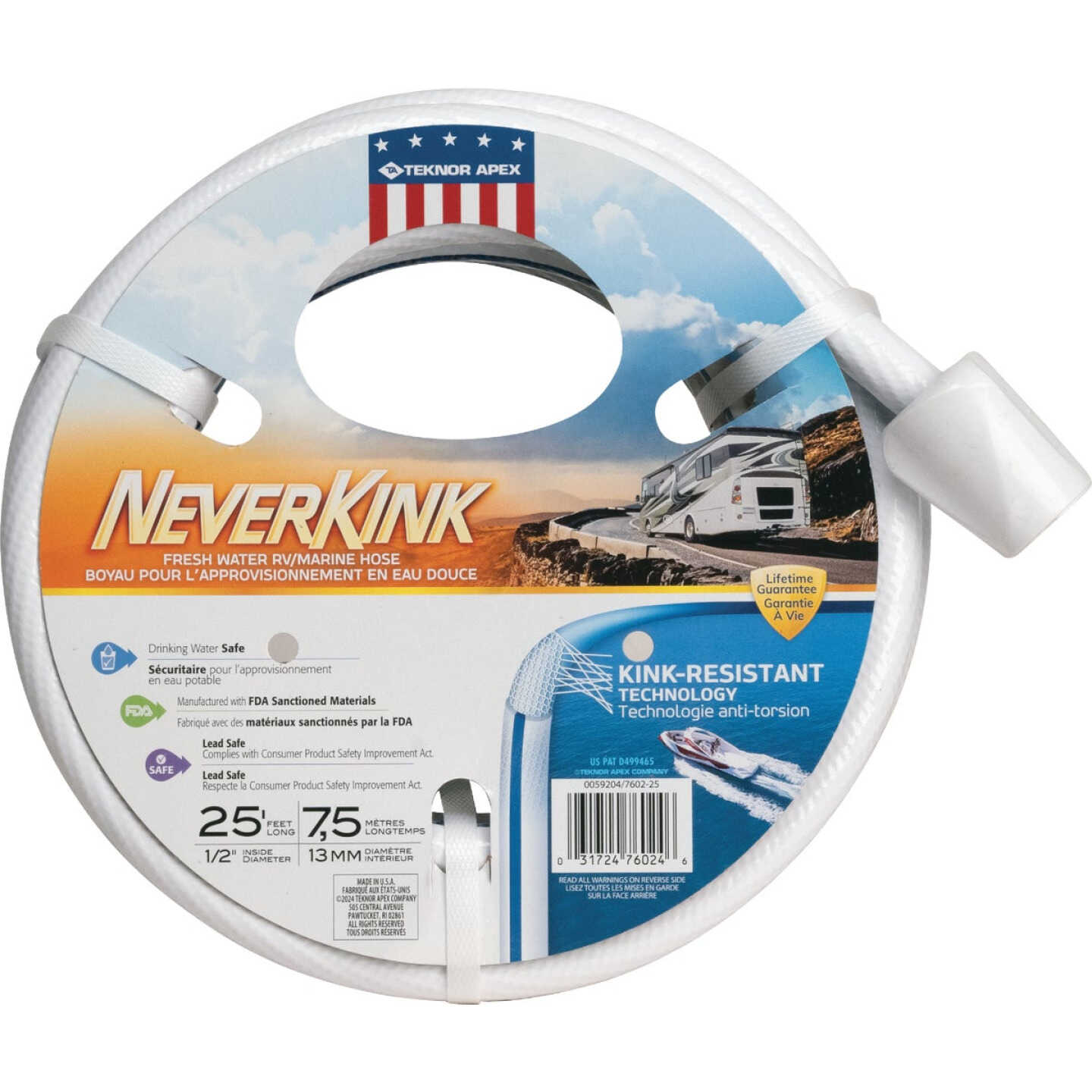 Teknor Apex NeverKink 1/2 In. x 25 Ft. White RV/Marine Hose Image 1