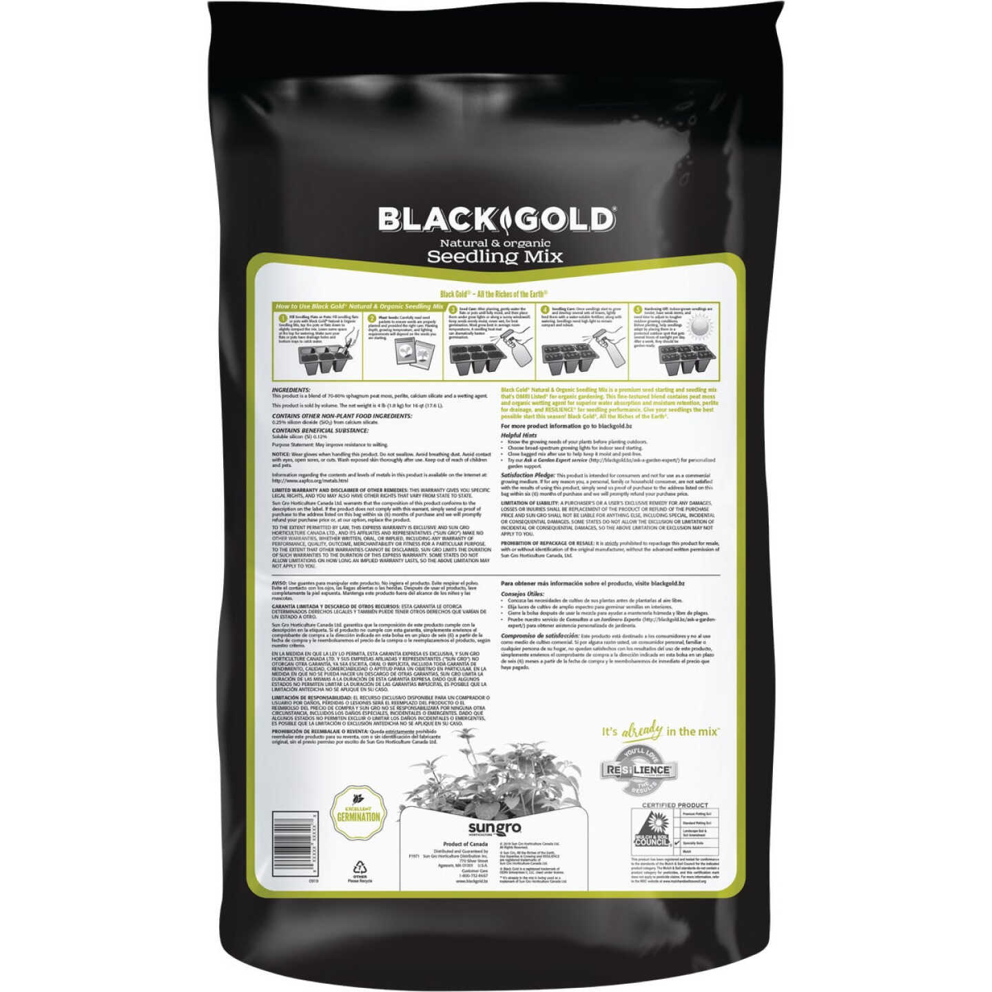 Black Gold 16 Qt. 8-1/3 Lb. All Purpose Container Potting Seed Starting Mix Image 4