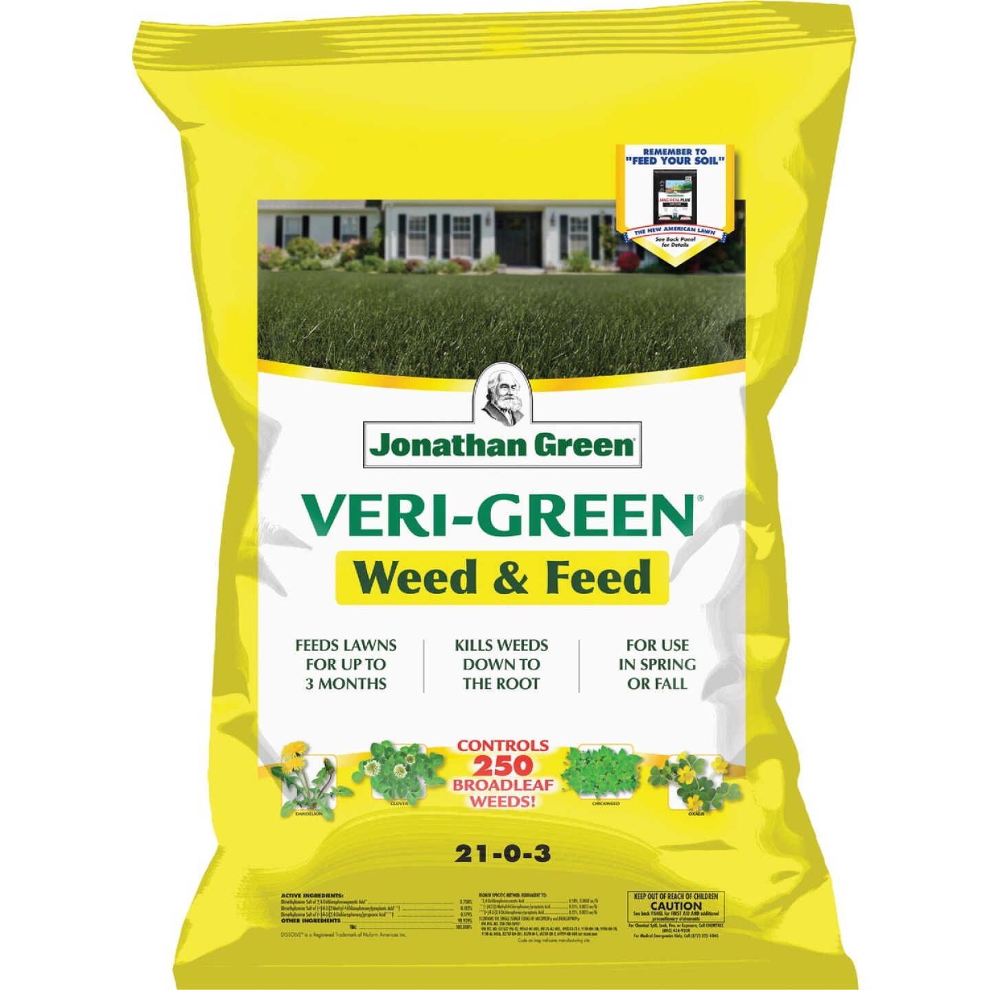 Jonathan Green Veri-Green Weed & Feed 46 Lb. 15,000 Sq. Ft. 21-0-3 Lawn Fertilizer with Weed Killer Image 1