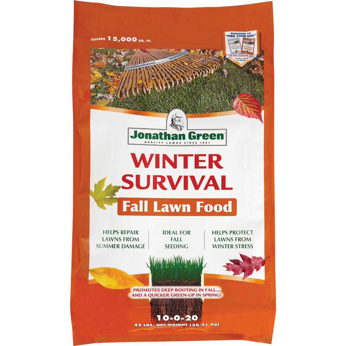 Jonathan Green Winter Survival 45 Lb. 15,000 Sq. Ft. 10-0-20 Winterizer Fall Fertilizer