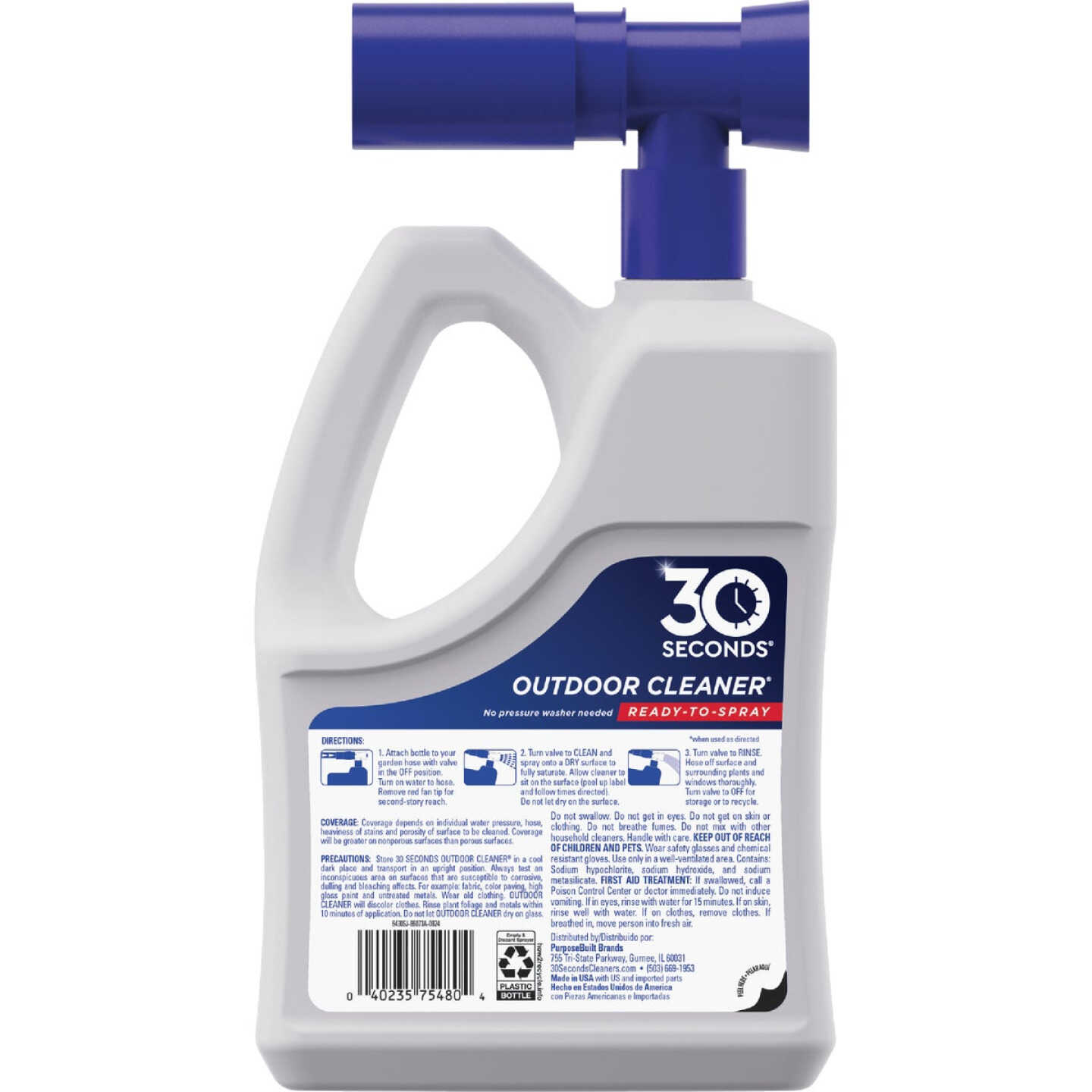 30 seconds Outdoor Cleaner 64 Oz. Ready To Spray Hose End Algae, Mold & Mildew Stain Remover Image 2