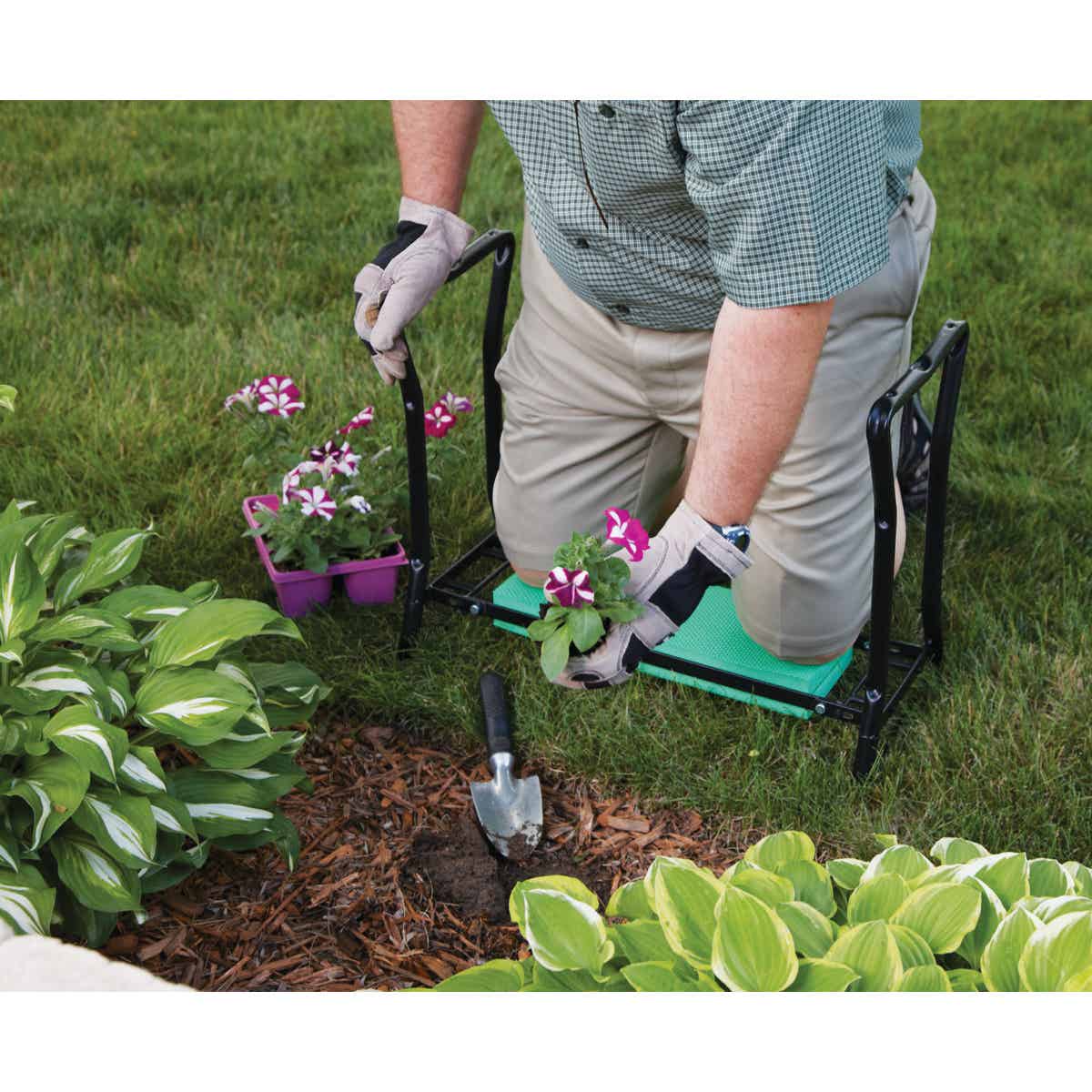 Best Garden Green Foam Pad w/Black Steel Frame Garden Kneeler Bench Image 9