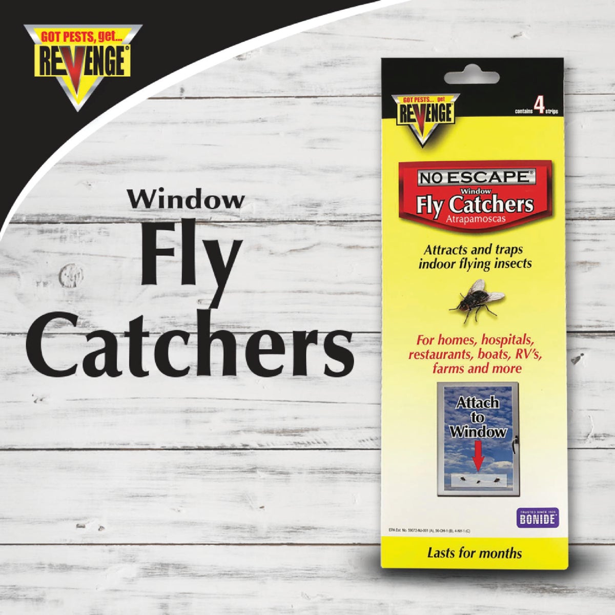 REVENGE No Escape Disposable Indoor Window Fly Catchers (4-Pack) Image 2