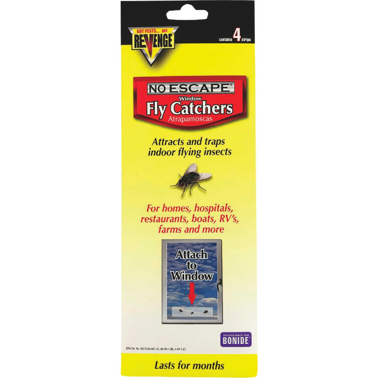 REVENGE No Escape Disposable Indoor Window Fly Catchers (4-Pack) Image 1