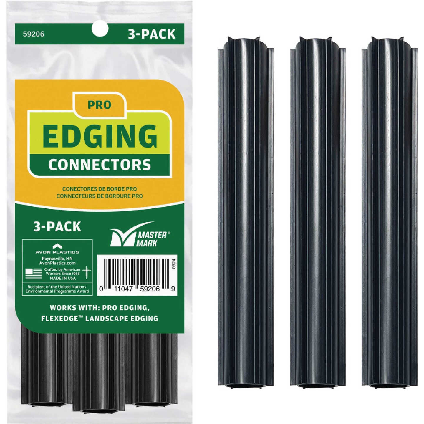 Master Mark Pro Straight Black Plastic Lawn Edging Coupler (3-Pack) Image 1