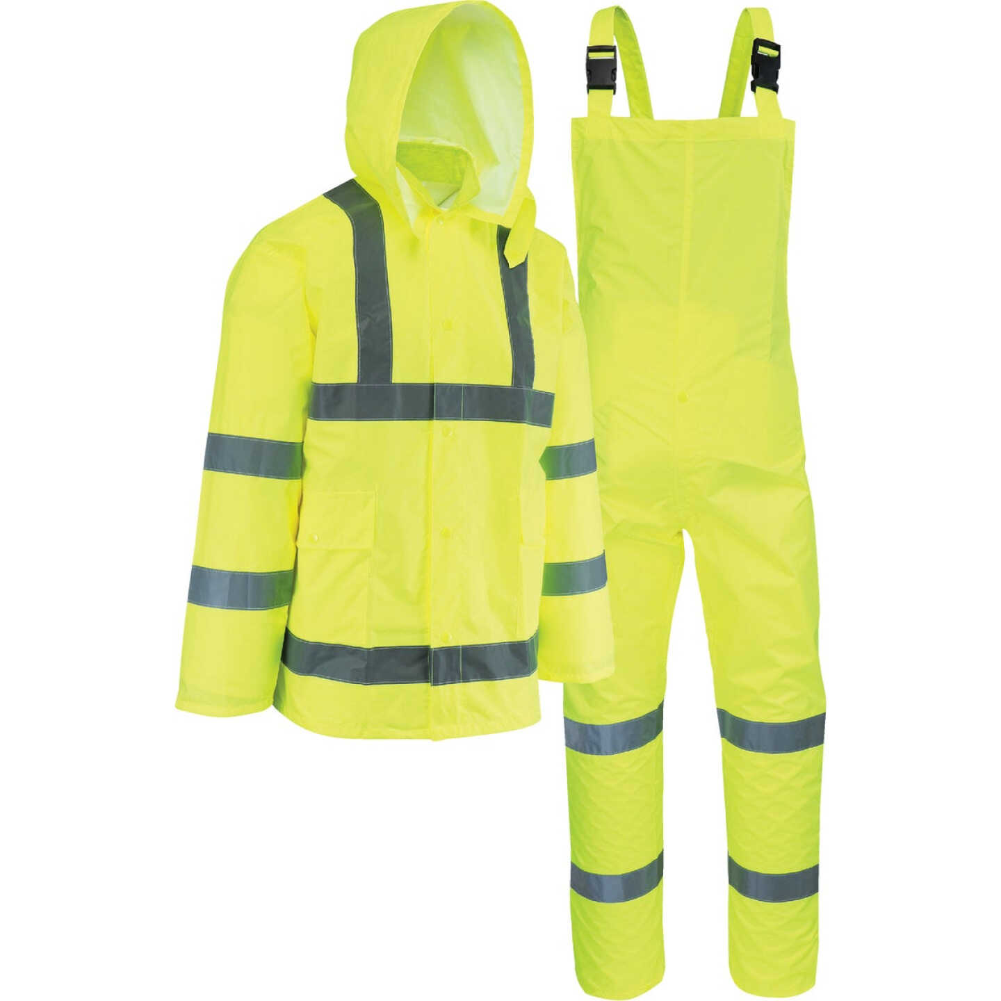 West Chester Protective Gear Large 3-Piece Fluorescent Hi-Vis Yellow Rain Suit Image 1