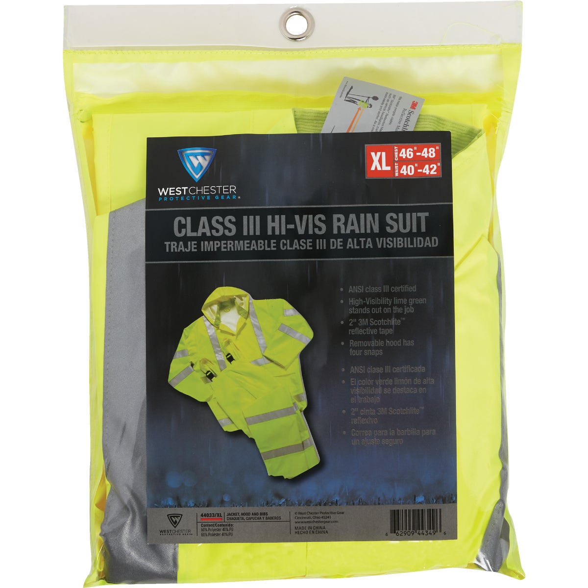 West Chester Protective Gear XL 3-Piece Hi-Vis Yellow Rain Suit Image 2