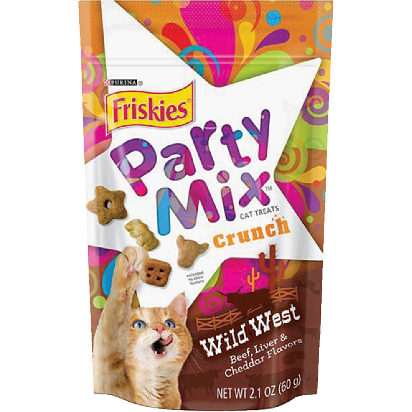 Purina Party Mix Wild West-Beef, Liver, & Cheddar 2.1 Oz. Cat Treat Image 1
