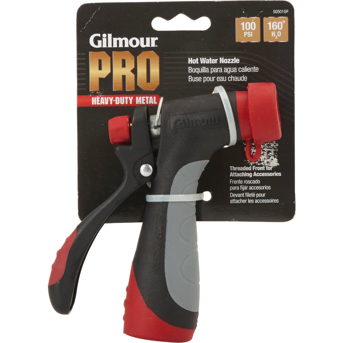 Gilmour Pro Metal 160 Degree Hot Water Pistol Nozzle, Red & Black Image 2