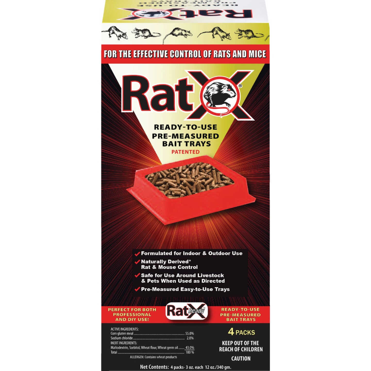 RatX Disposable Rat & Mouse Pre-Measured Bait Tray (4-Pack) Image 1