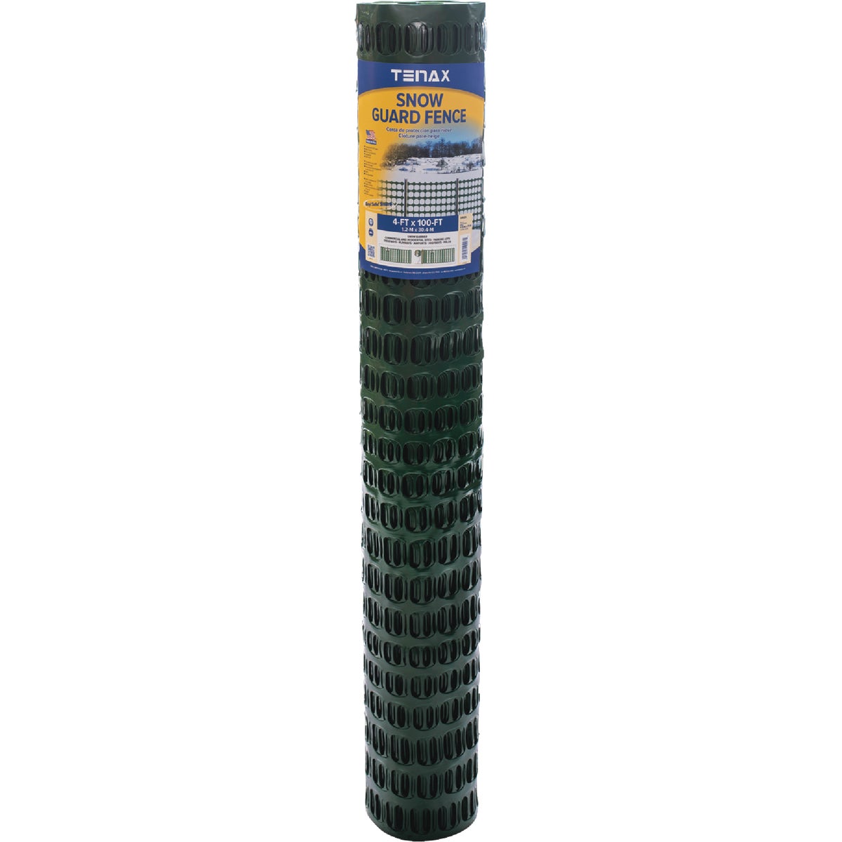 Tenax Sno-Guard 4 Ft. H. x 100 Ft. L. Polyethylene Snow Safety Fence, Green