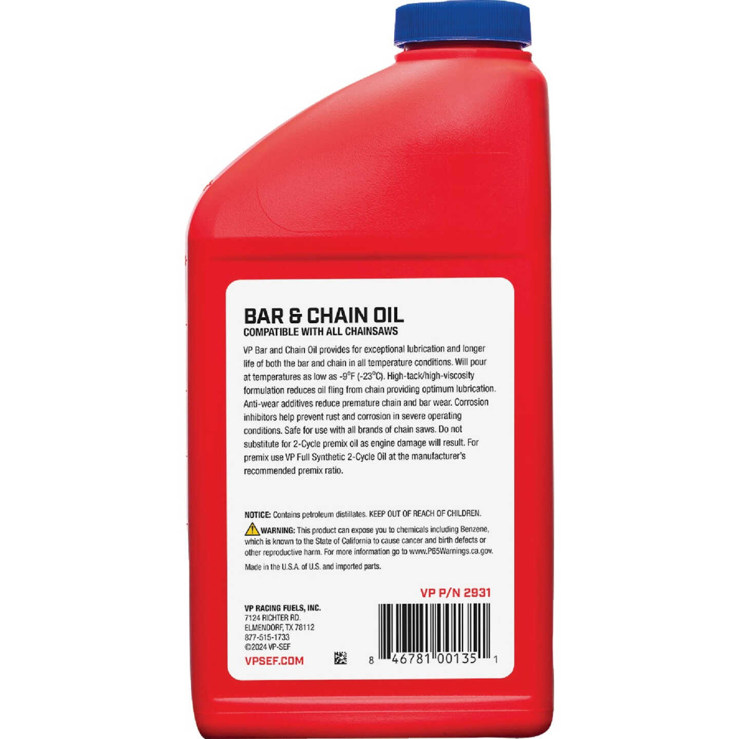 VP Racing Fuels Quart Bar & Chain Oil Image 2