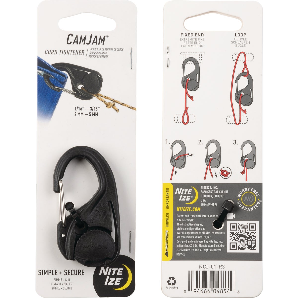Nite Ize CamJam Plastic with Stainless Steel Gate Rope Tightener Image 2
