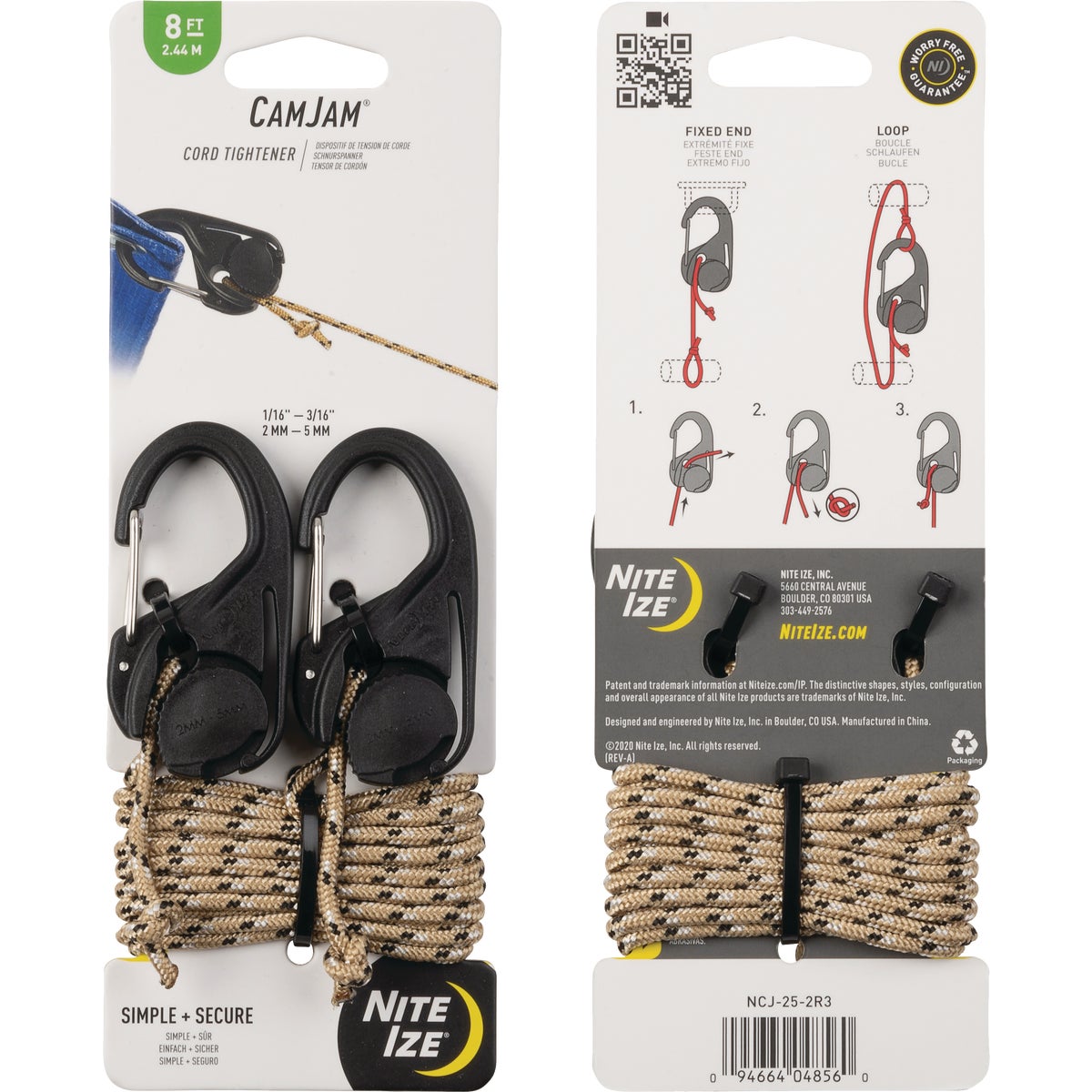 Nite Ize CamJam Rope Tightener with Rope, (2-Pack) Image 2