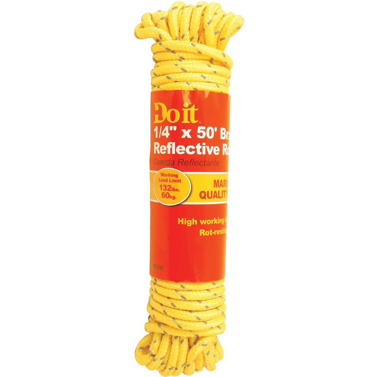 Do it Best 1/4 In. x 50 Ft. Yellow Braided Reflective Polypropylene Packaged Rope