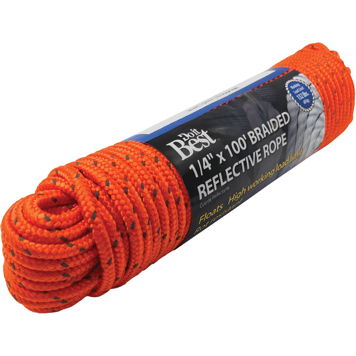 Do it Best 1/4 In. x 100 Ft. Orange Braided Reflective Polypropylene Packaged Rope Image 2
