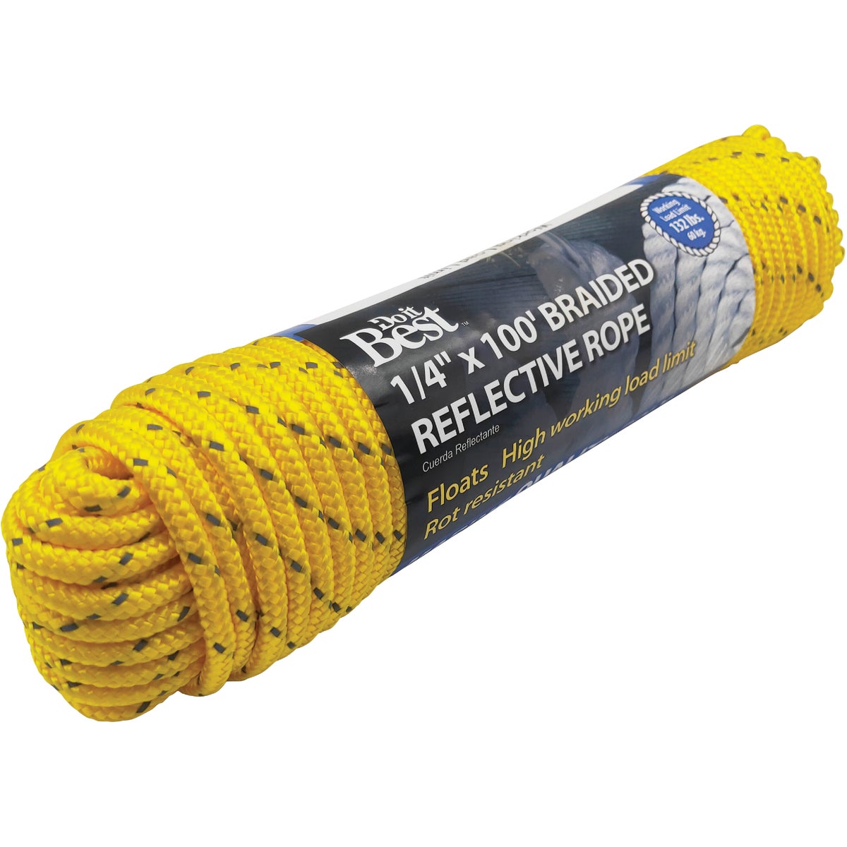 Do it Best 1/4 In. x 100 Ft. Yellow Braided Reflective Polypropylene Packaged Rope Image 2