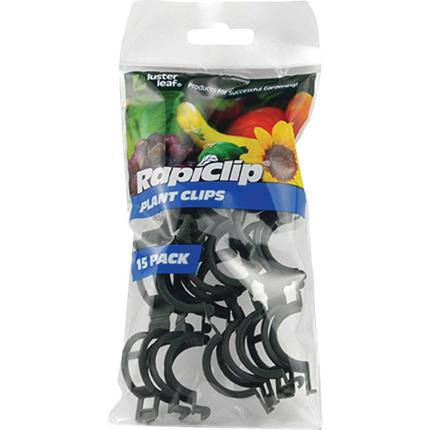 Rapiclip 1 In. x 1-1/2 In. Green Plastic Plant Support Clip (15-Pack) Image 1