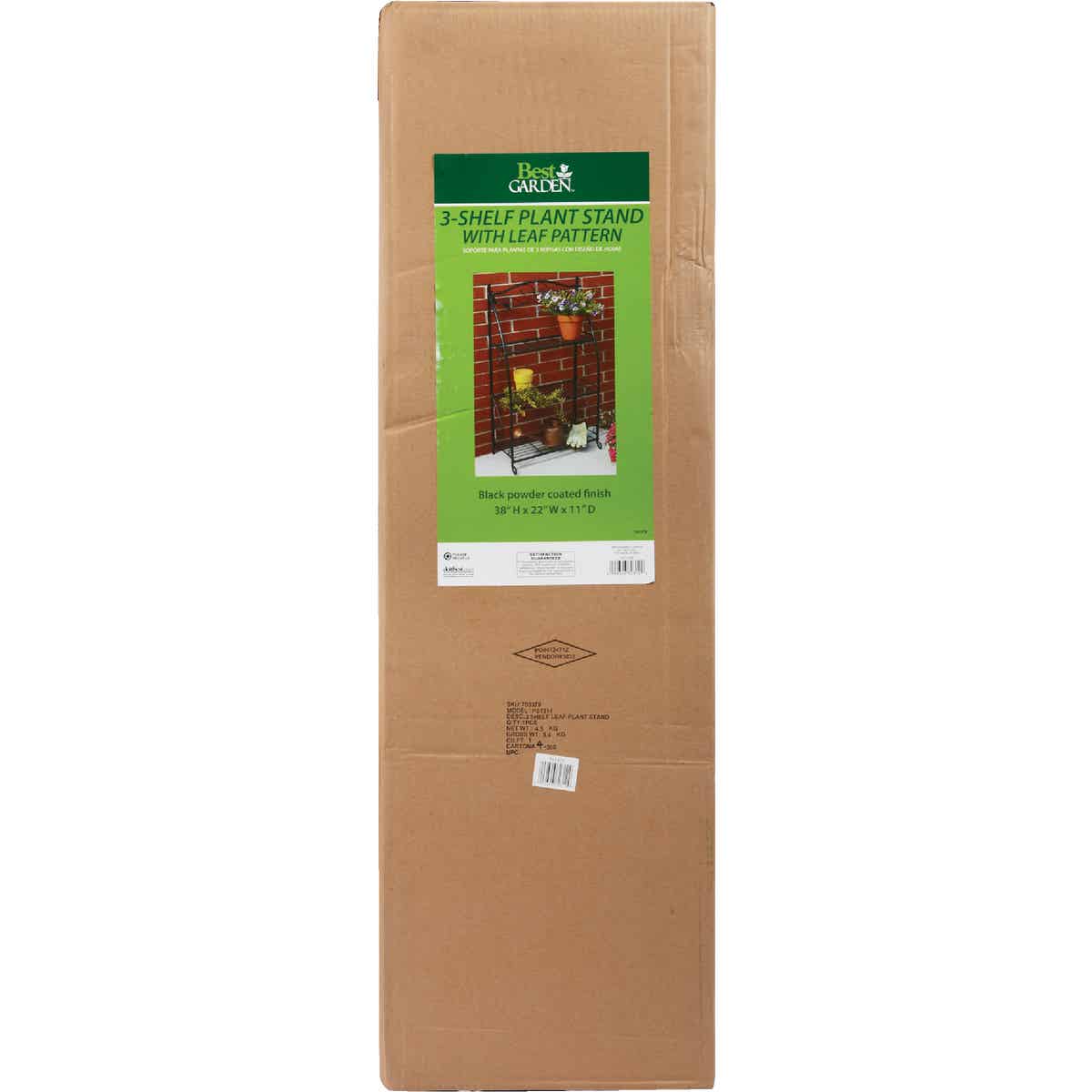 Best Garden Black Powder-Coat Steel 38 In. H. 3-Shelf Indoor/Outdoor Plant Stand Image 2