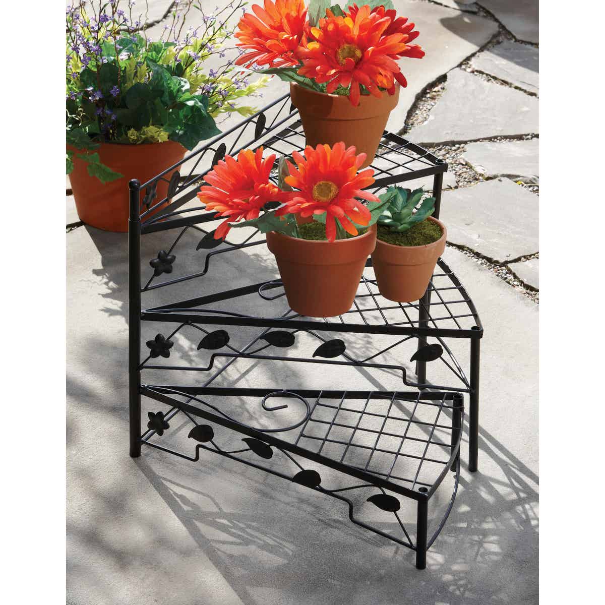 Best Garden Black Steel 17 In. H. Adjustable Plant Stand Image 2