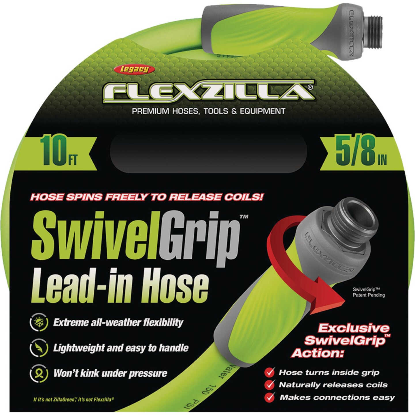 Flexzilla SwivelGrip 5/8 In. Dia. x 10 Ft. L. Drinking Water Safe Lead-In Hose with Male & Female Couplings Image 2