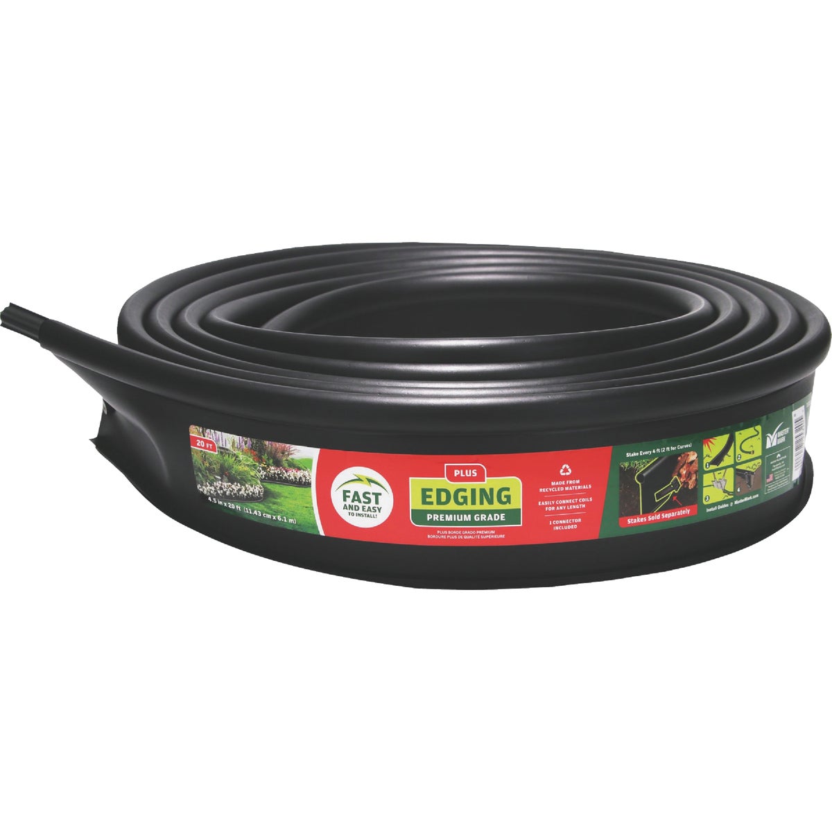 Master Mark Plus  4.5 In. H. x 20 Ft. L. Black Plastic Lawn Edging