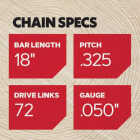 Oregon M72 SpeedCut Chainsaw Chain for 18-Inch Bar -72 Drive Links fits Husqvarna, Dolmar, Jonsered and more Image 5