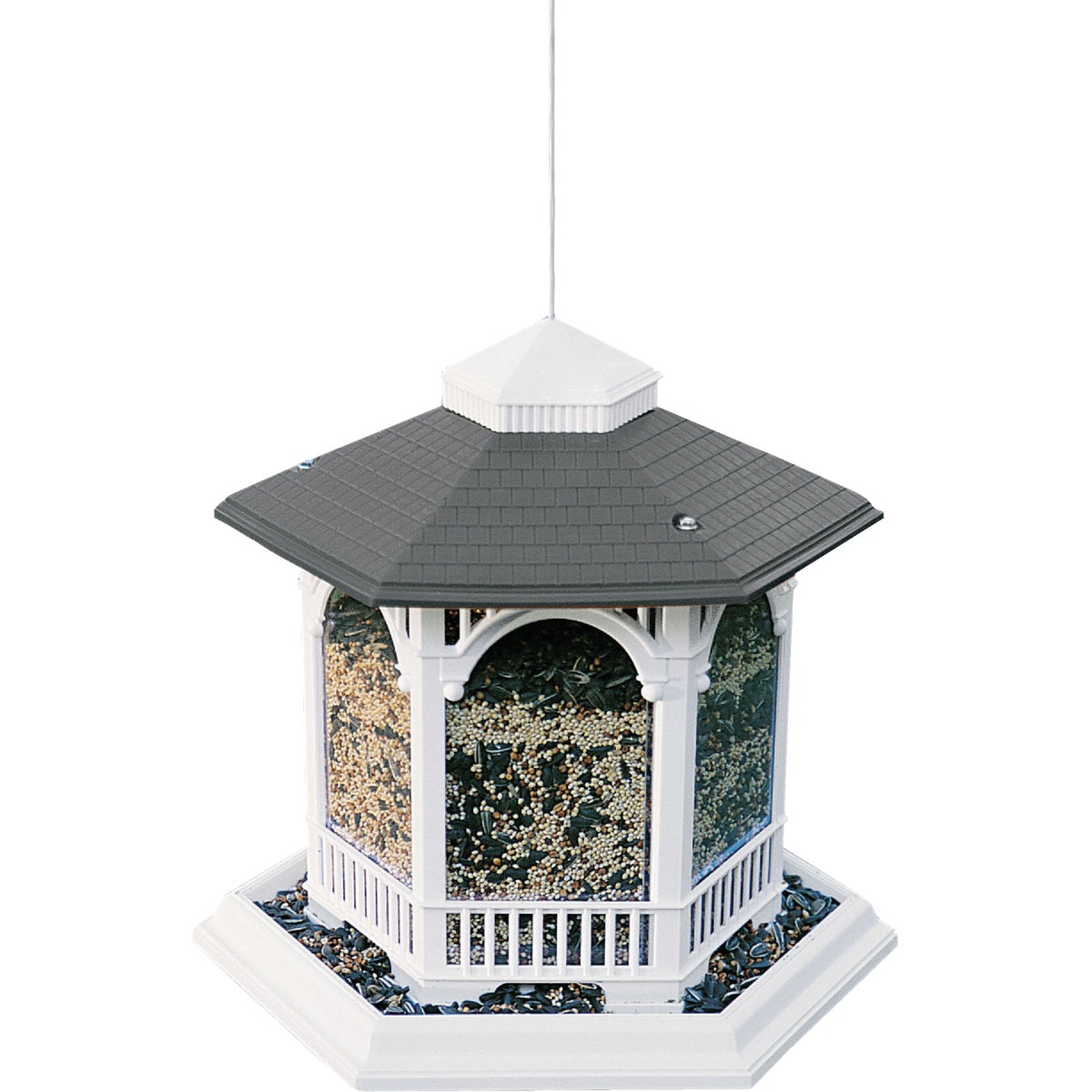 Cherry Valley White Plastic 10 Lb. Capacity Gazebo Bird Feeder Image 1